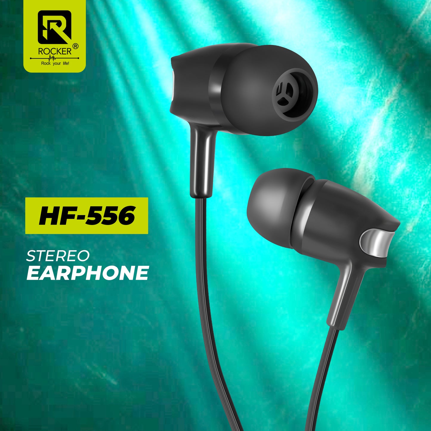 Rocker HF-556 Stereo Wired Earphones Handfree with Built-in Microphone - Premium Sound Quality & Comfort