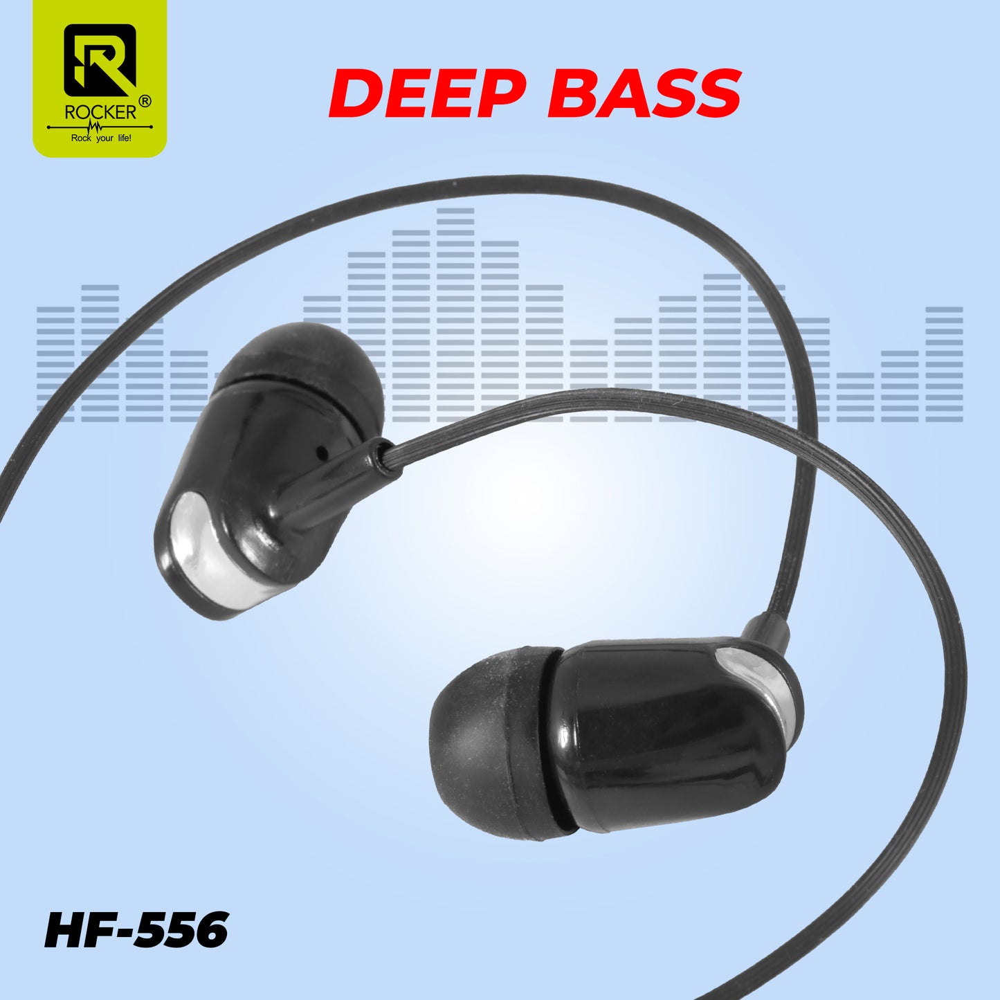 Rocker HF-556 Stereo Wired Earphones Handfree with Built-in Microphone - Premium Sound Quality & Comfort