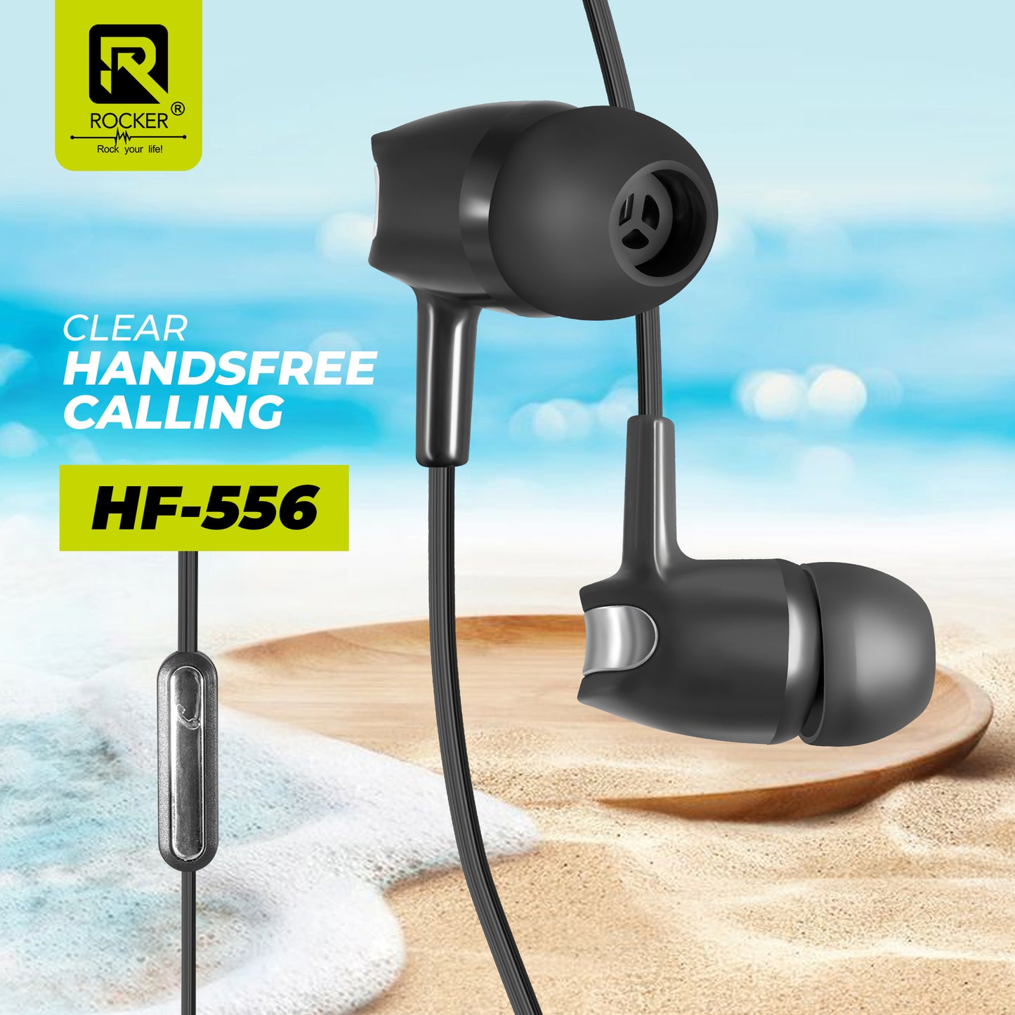 Rocker HF-556 Stereo Wired Earphones Handfree with Built-in Microphone - Premium Sound Quality & Comfort