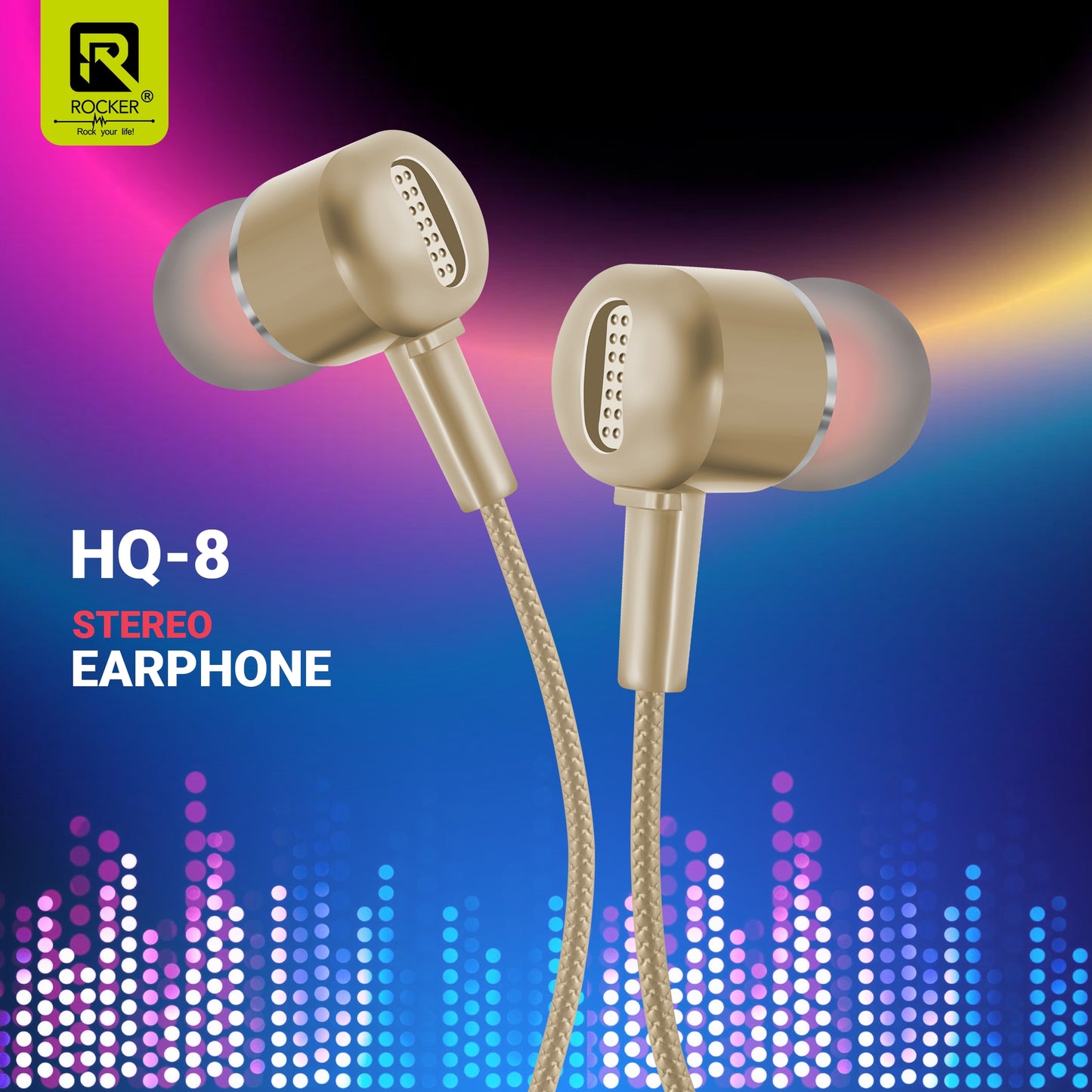 Rocker HQ-8 Wired Earphones with Extra Bass, 10mm Drivers, In-line Mic & Controller | 3.5mm Jack