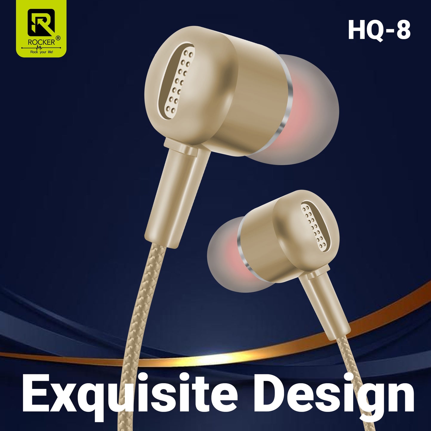 Rocker HQ-8 Wired Earphones with Extra Bass, 10mm Drivers, In-line Mic & Controller | 3.5mm Jack