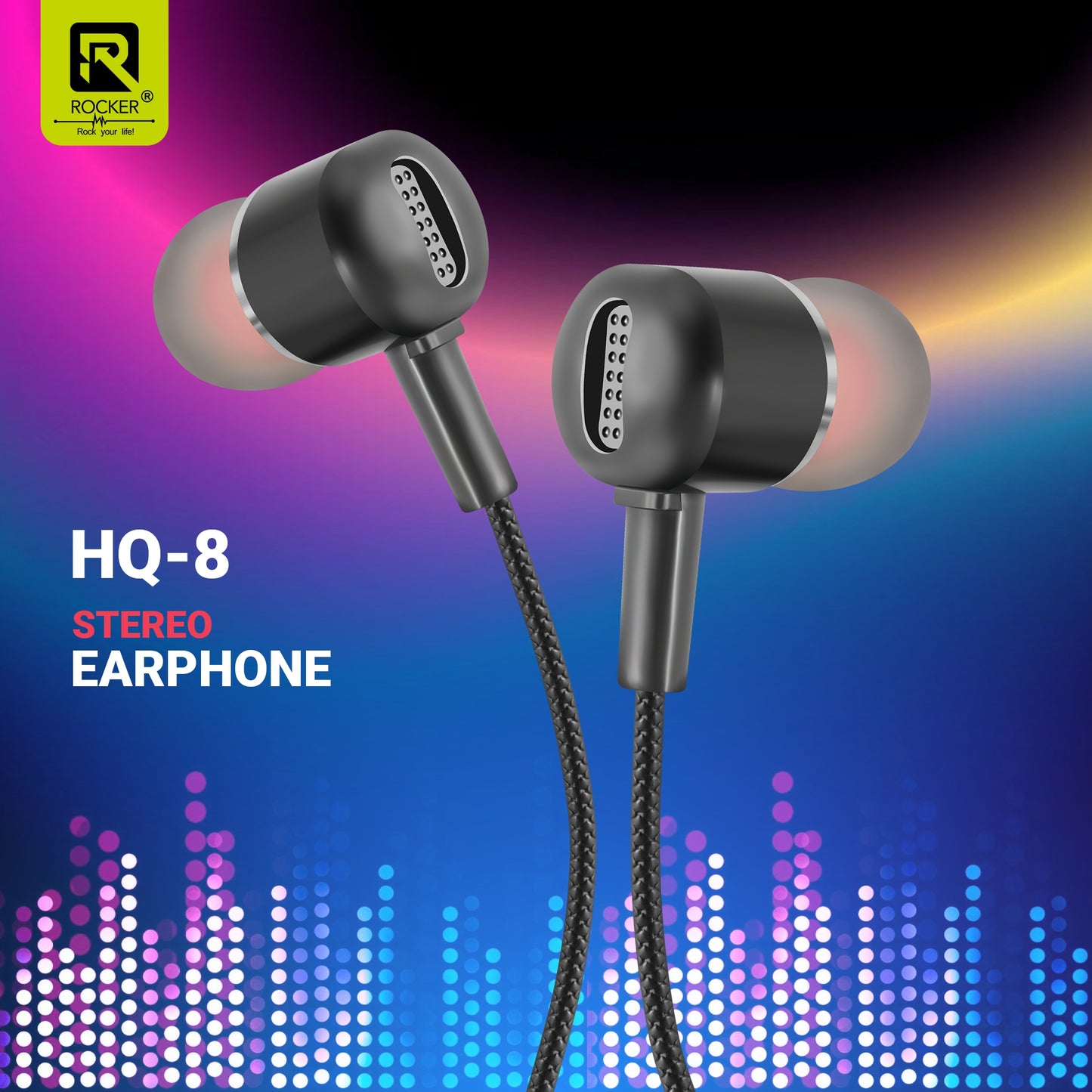 Rocker HQ-8 Wired Earphones with Extra Bass, 10mm Drivers, In-line Mic & Controller | 3.5mm Jack