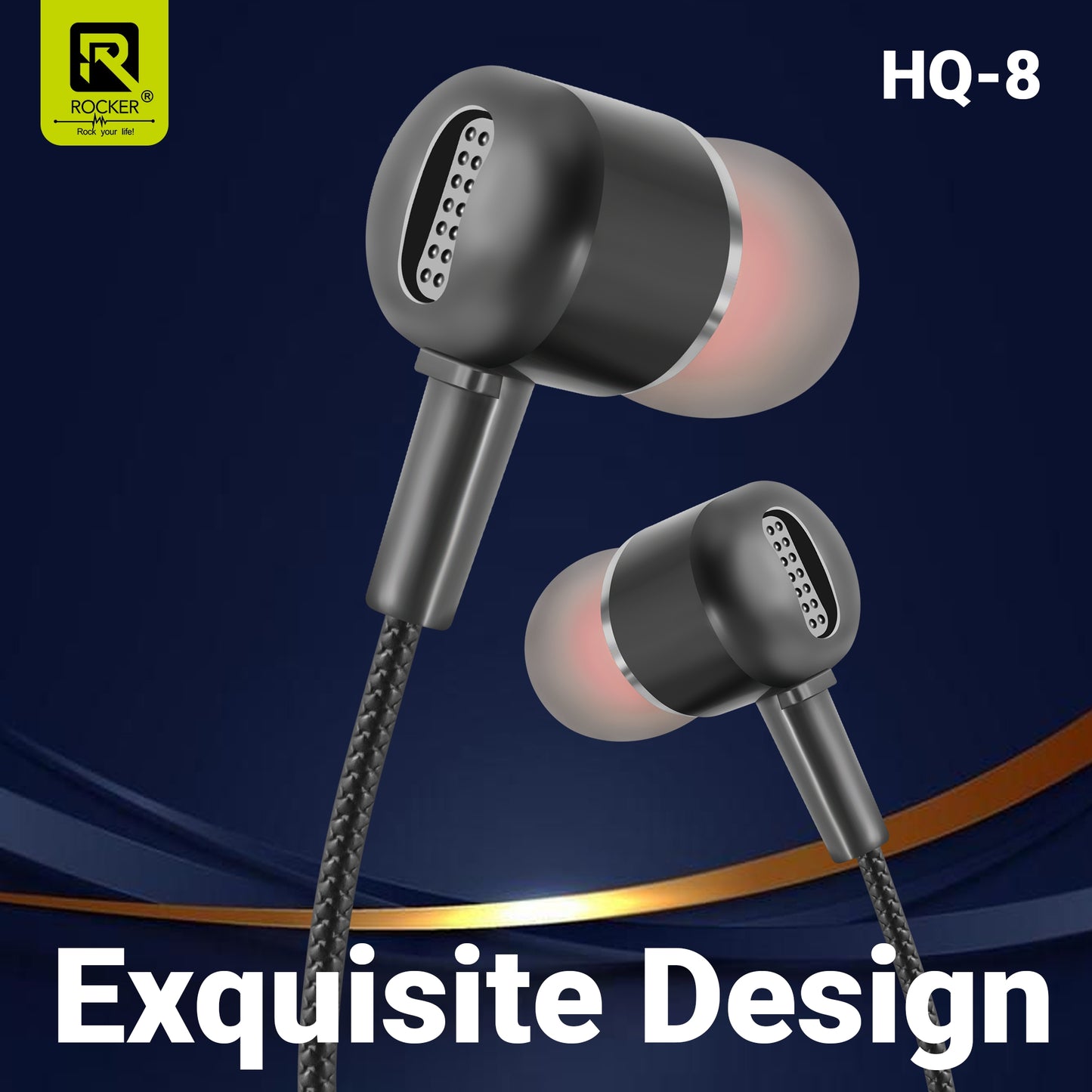 Rocker HQ-8 Wired Earphones with Extra Bass, 10mm Drivers, In-line Mic & Controller | 3.5mm Jack