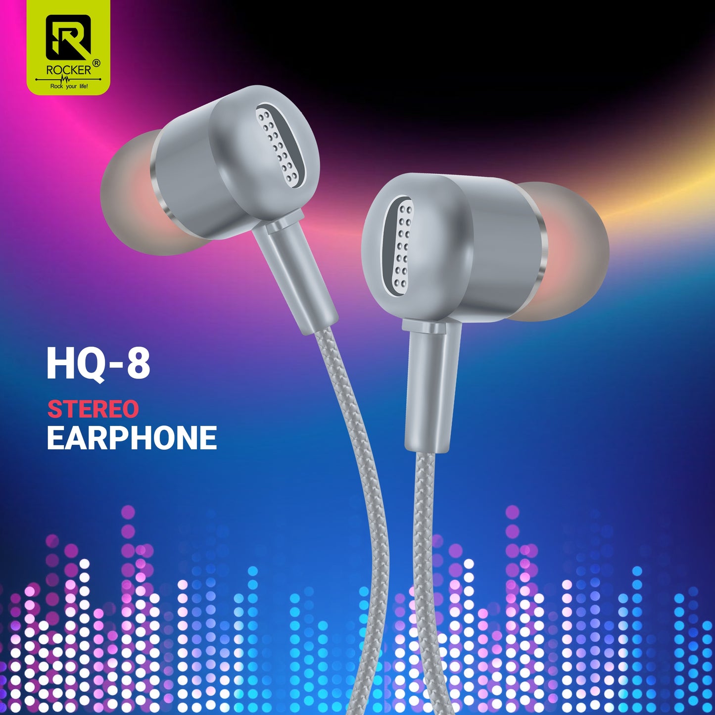 Rocker HQ-8 Wired Earphones with Extra Bass, 10mm Drivers, In-line Mic & Controller | 3.5mm Jack