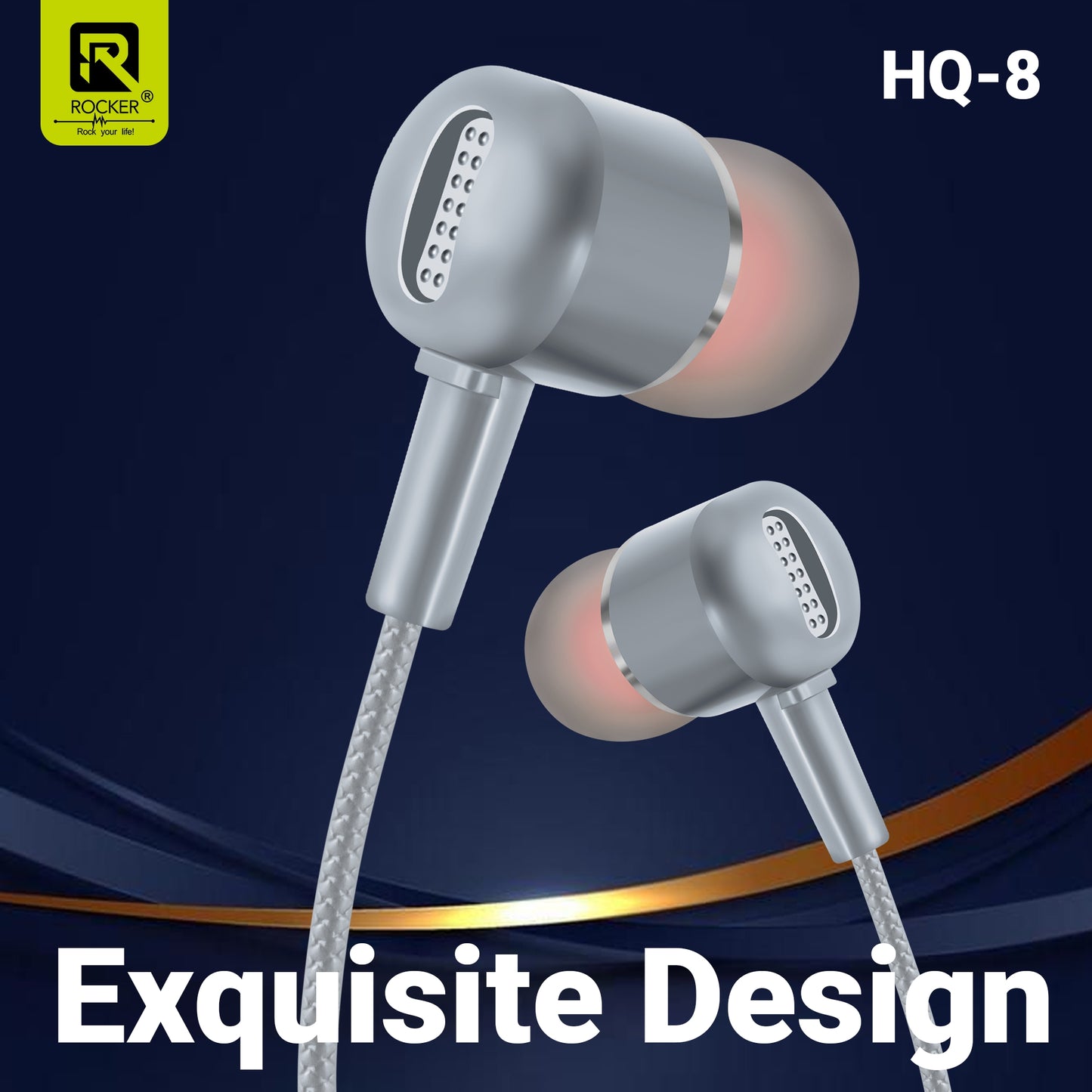 Rocker HQ-8 Wired Earphones with Extra Bass, 10mm Drivers, In-line Mic & Controller | 3.5mm Jack