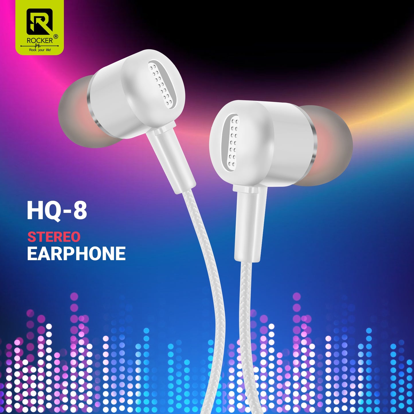 Rocker HQ-8 Wired Earphones with Extra Bass, 10mm Drivers, In-line Mic & Controller | 3.5mm Jack