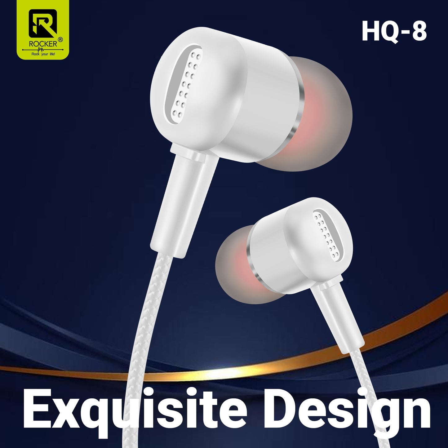 Rocker HQ-8 Wired Earphones with Extra Bass, 10mm Drivers, In-line Mic & Controller | 3.5mm Jack