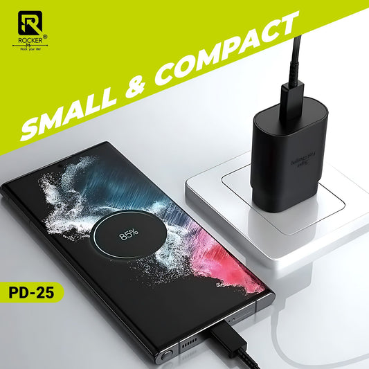 Rocker 25W PD Type-C Travel Adapter - Fast Charging for Samsung Galaxy, iPhone, Tablets & More - Compact & Safe