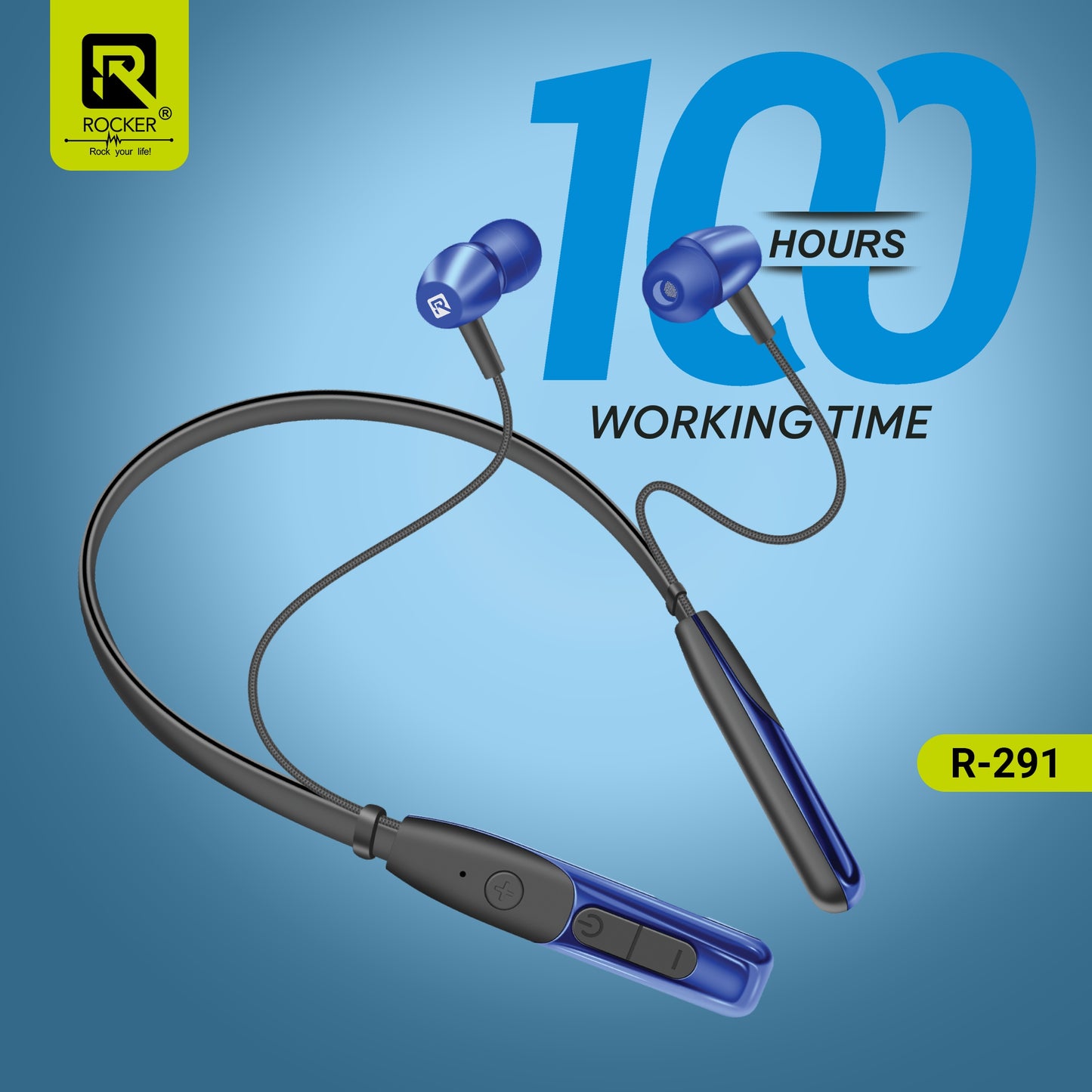 Rocker R-291 Titan Wireless Bluetooth Headset with 100 Hours Battery, Deep Bass & Voice Assistant Support