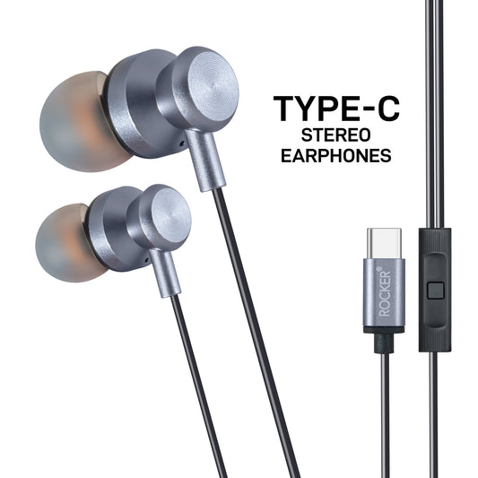 Buy Rocker R-722 Type-C Wired Earphones – Extra Bass, Noise Cancellation, Hi-Fi Stereo, Magnetic Design, 130CM Durable Cable