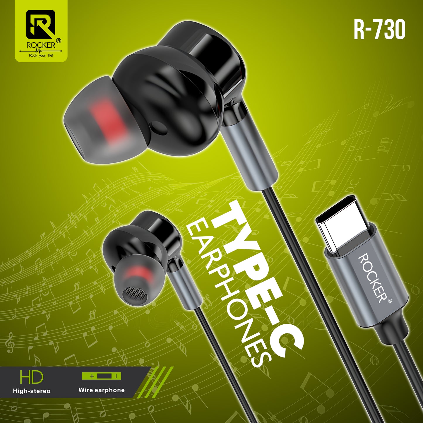 Buy ROCKER R-730 Type-C Wired Earphones – Hi-Fi Sound, Magnetic Earbuds, Noise Isolation, In-Line Mic & Volume Control