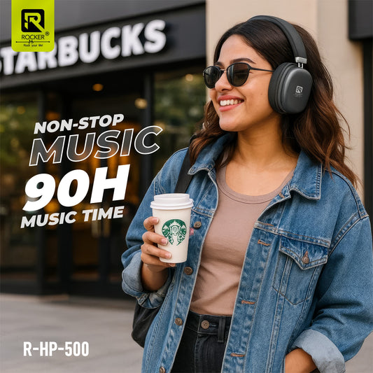 Rocker RHP500 Wireless Bluetooth Headphones | 30Hrs Battery, 40mm Drivers, Low Latency Gaming