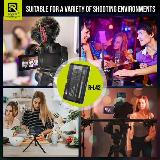ROCKER R-L42 7W RGB LED Video Light – Adjustable Brightness, 360° Color Control, 16 Preset Effects, Type-C Rechargeable for Photography & Video Shoots