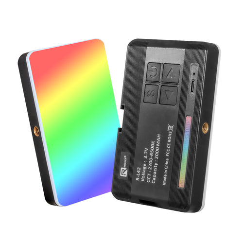 ROCKER R-L42 7W RGB LED Video Light – Adjustable Brightness, 360° Color Control, 16 Preset Effects, Type-C Rechargeable for Photography & Video Shoots