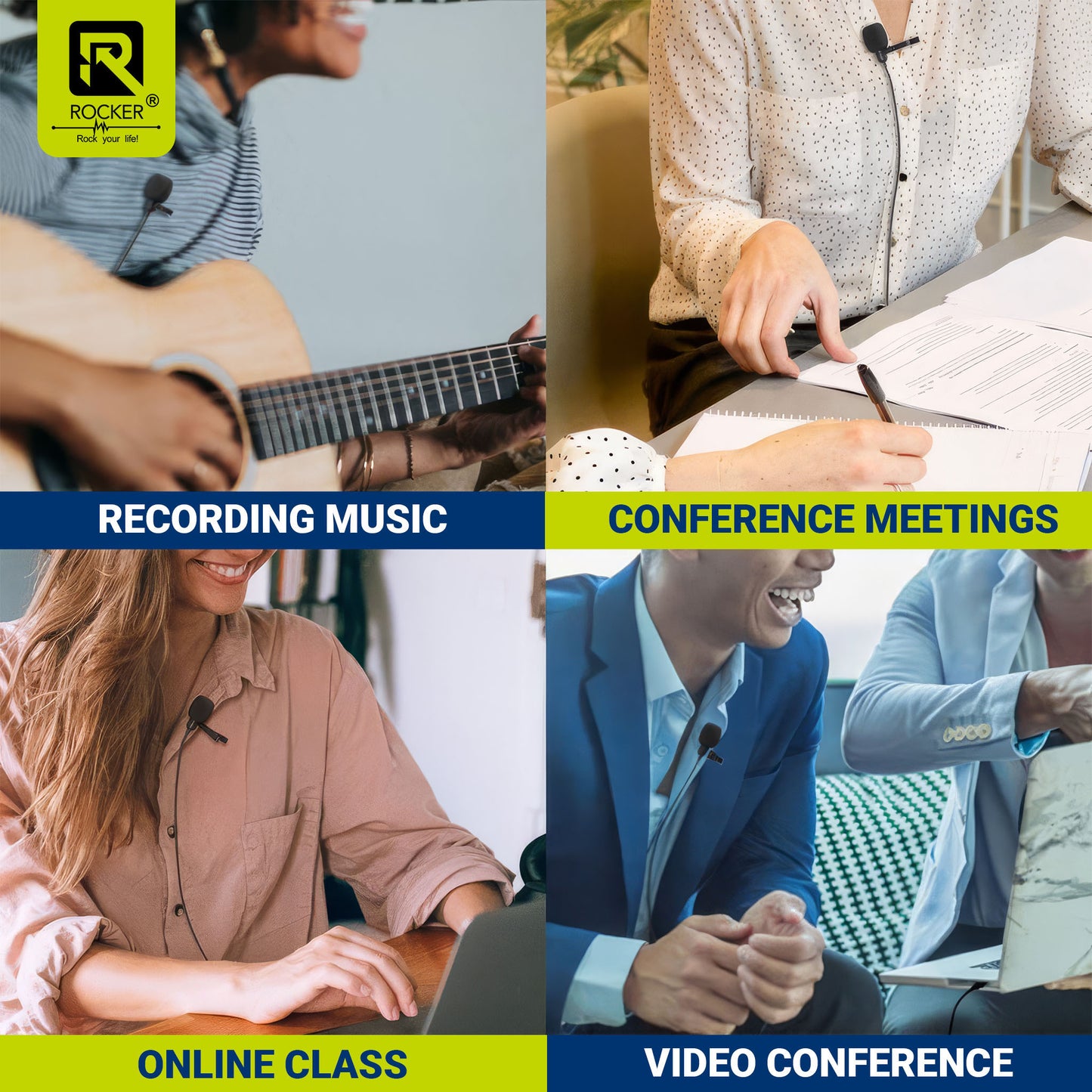 Rocker R-MIC-50 Lavalier Microphone – Noise Reduction Clip-On Mic for Smartphones, DSLR, PC, YouTube, Podcast & Vlogging (3.5mm & Type-C)