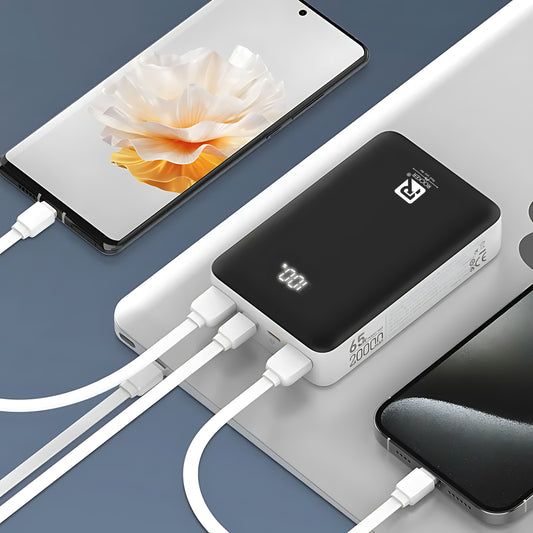 Rocker RPQ27 20,000mAh 65W PD Super Fast Charging Power Bank, Charges macbooks, laptops, DSLRs and Gaming Console