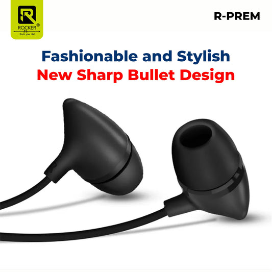 Rocker PREM Wired Earphones with Mic | Deep Bass Sound | Comfortable Fit | 3.5mm Jack Handsfree for Music and Calls