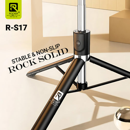 Rocker R-S17 Bluetooth Selfie Stick & Tripod – 3-in-1 Extendable Stand with Wireless Remote for Perfect Photos & Videos