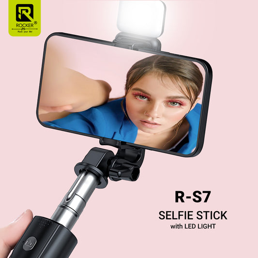 Rocker R-S7 Bluetooth Selfie Stick with Tripod & Remote – 360° Rotatable, Extendable & Foldable for Smartphones