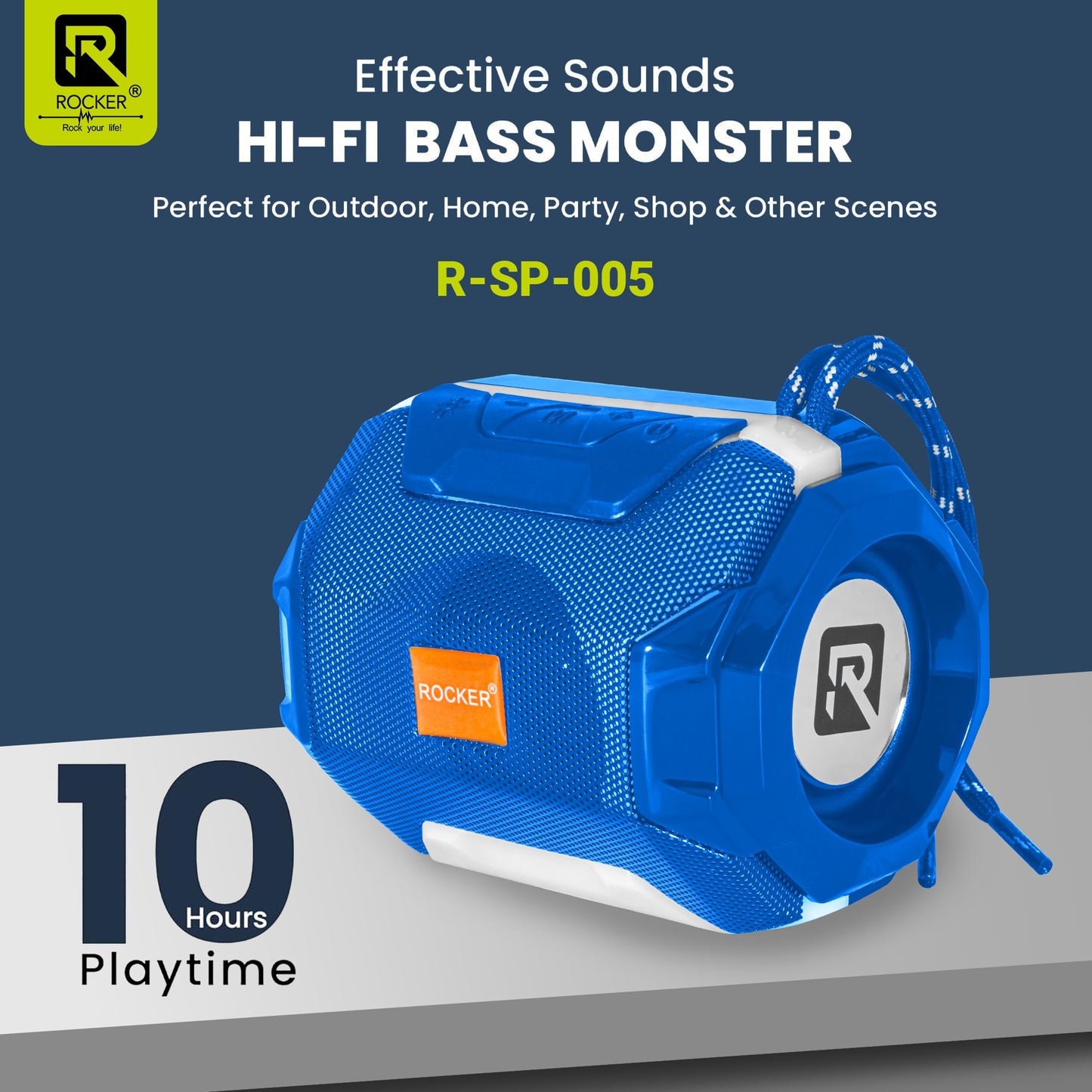 Rocker RSP-005 Wireless Bluetooth Speaker | 4.05W Powerful Sound | USB, TF Card & FM Radio Support | Rechargeable Portable Speaker for Home, Travel & Outdoor