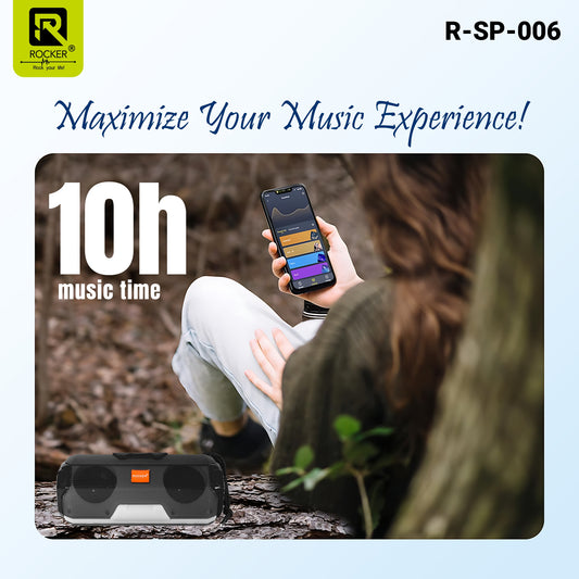 Rocker R-SP-006 Portable Bluetooth Speaker – Powerful Sound, 10-Hour Battery, Compact & Durable for Travel and Outdoor Use