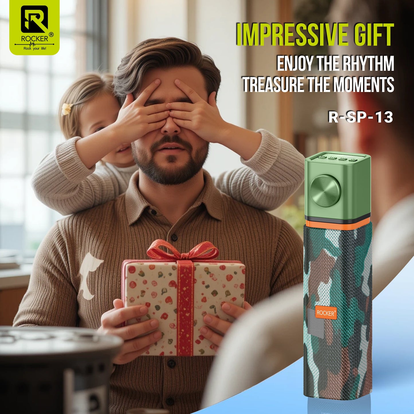 Rocker RSP-13 Bluetooth Speaker - 8W Portable Wireless Speaker with Deep Bass, TF/FM/USB/AUX Support, and 10-Hour Playback