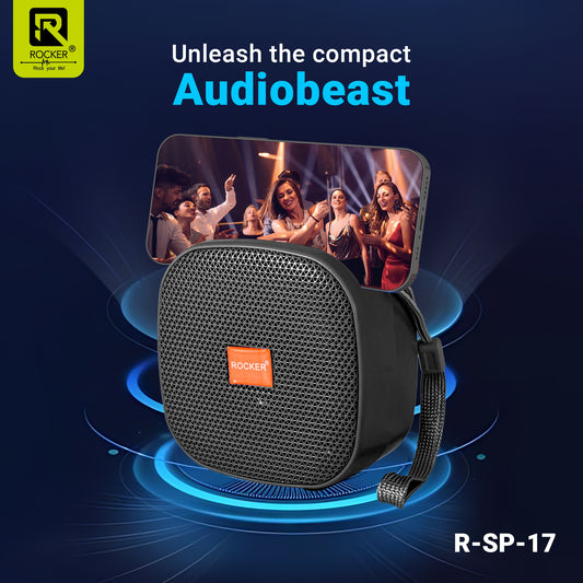 Rocker RSP-17 Portable Bluetooth Speaker - 5W Hi-Fi Sound with Deep Bass, Waterproof Design, Long Battery Life, TF/SD Card Support, and FM Radio