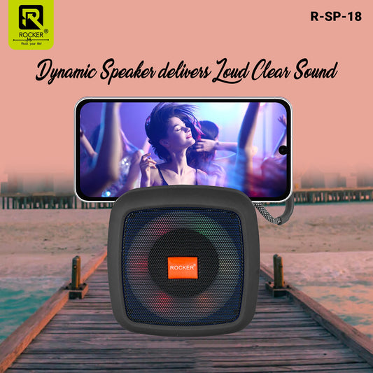Rocker RSP-18 TWS Wireless Speaker - 8W Portable Bluetooth Speaker with TF Card, FM Radio, USB, AUX, and 1200mAh Battery