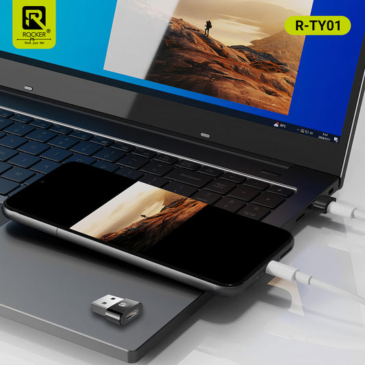 Rocker R-TYO1 USB Male to Type-C Female OTG Adapter – 5Gbps Data Transfer & Fast Charging for Laptops, Smartphones & Tablets