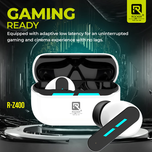Rocker R-Z400 ENC AirPods - HiFi Sound Noise Cancellation Wireless Earbuds for Sports Bluetooth V5.3 IPX4 Waterproof Long Battery Life