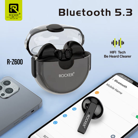 Rocker R-Z600 ENC AirPods - HiFi Sound, 130H Standby, Environmental Noise Cancellation, V5.3 Wireless, Comfortable for Sports & Everyday Use