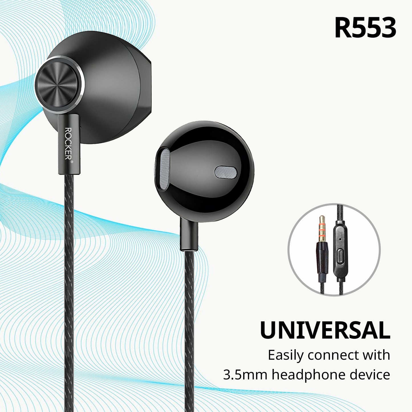 Rocker R553 Moti 130CM Earphone – Premium Sound, Super Bass, Noise Cancellation, Comfortable for Gym, Running, Travel – Best Price for Bulk Buyers | Shop Now!