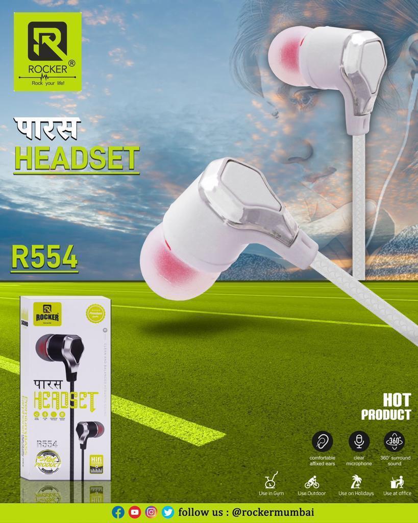 Rocker R554 Paras 130CM Earphones – Super Bass, Noise Cancellation, Inline Mic, Premium Audio for Gym, Running, Travel – Buy Now at Best Prices