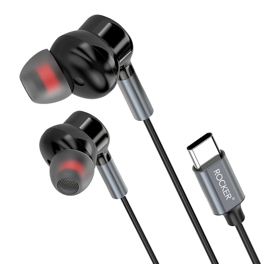 Buy ROCKER R-730 Type-C Wired Earphones – Hi-Fi Sound, Magnetic Earbuds, Noise Isolation, In-Line Mic & Volume Control