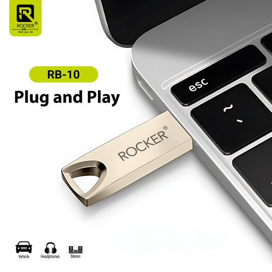 Rocker RB-10 V5.2+EDR Wireless Music Receiver – Bluetooth Audio Adapter with USB Output for Car, Speakers, and Home Systems