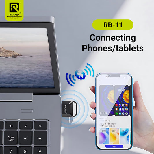 Rocker RB-11 V5.2+EDR Wireless Music Receiver – USB & AUX Audio Adapter for Car, Speakers, and Home Systems
