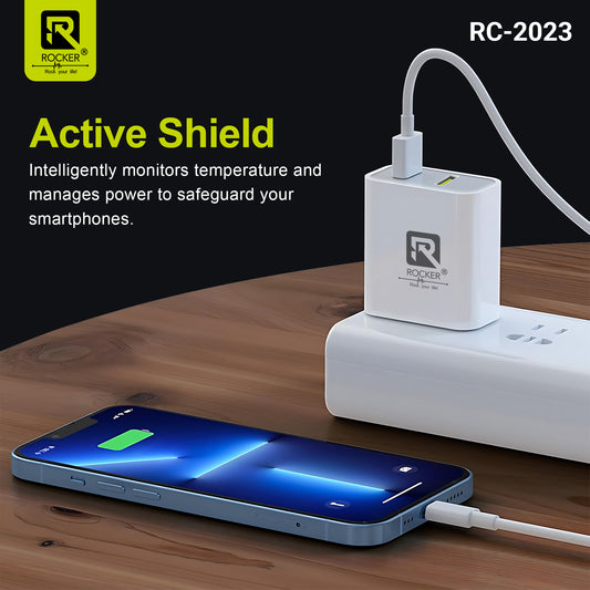 Buy Rocker RC-2023 18W Dual USB Charger Online | Fast Charging Adapter with Micro USB & Type-C Cable | Safe & Portable Charger for Smartphones & Tablets