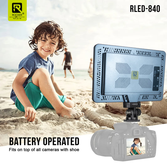 ROCKER RLED-840 Professional LED Video Light for YouTube, Photography, Makeup, and Product Shoots – Adjustable Warm & Cold Light, 95+ CRI, 4000mAh Battery