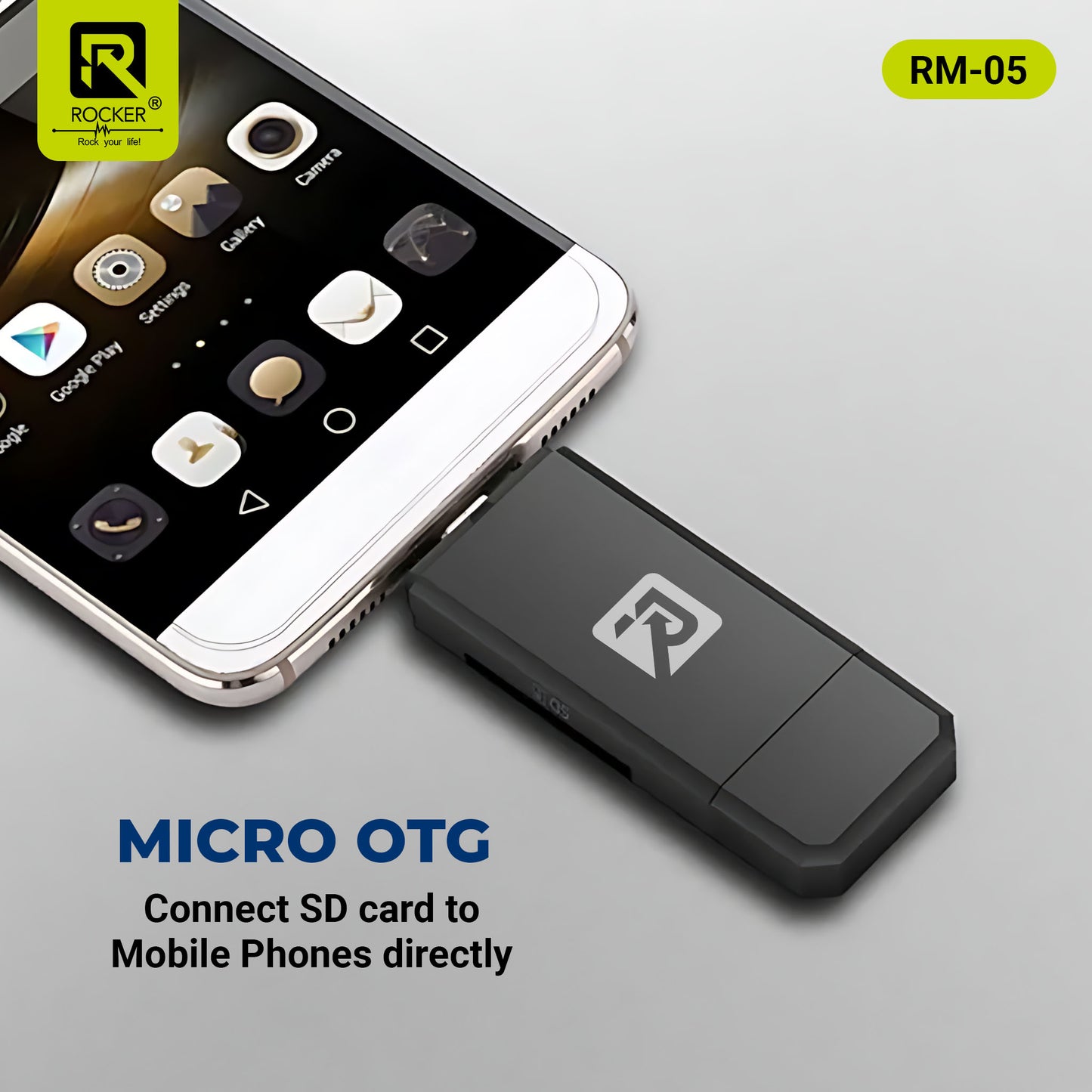 ROCKER RM-05 USB 3.0 & Type-C/Micro-USB Multi-Card Reader | High-Speed OTG Memory Card Adapter for SD & Micro SD | Plug & Play | Compatible with Laptops, Smartphones & Tablets
