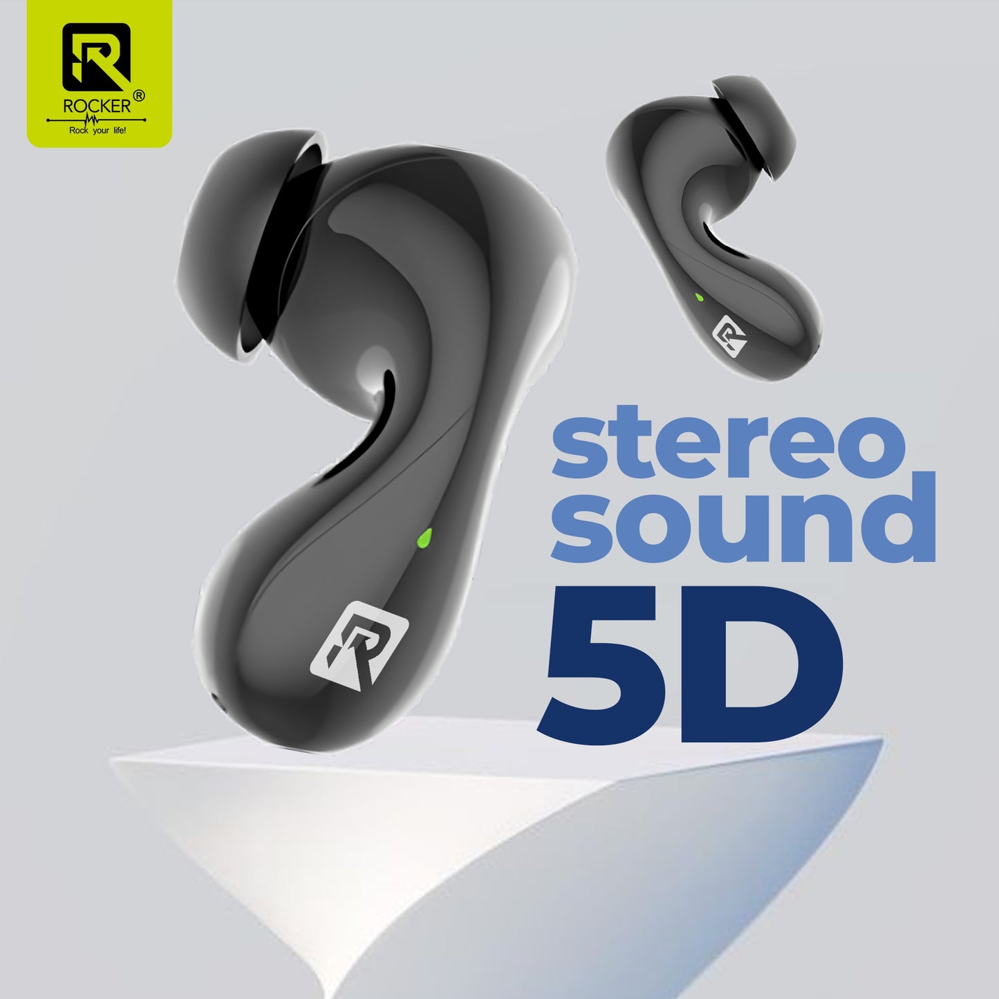 Rocker RTW-900 ENC Noise Cancelling Wireless Earbuds with Mic, HiFi Stereo Sound, Bluetooth 5.3, Long Battery Life