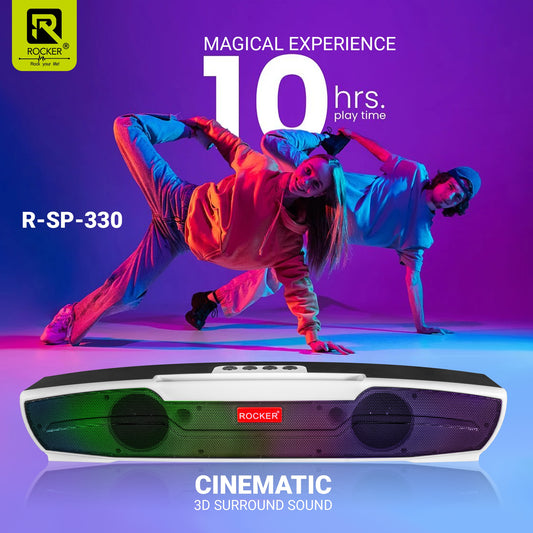 Rocker RSP-330 Wireless Soundbar Speaker with 20W Bass, 10H Playtime, Bluetooth, FM, USB, TF Card, AUX Support