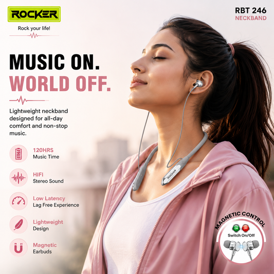 Rocker RBT 245 Bluetooth 5.4 Neckband | 120H Music Time