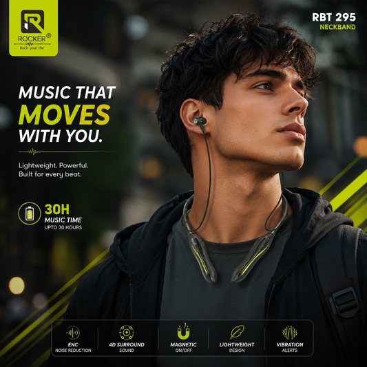 Rocker RBT 295 Bluetooth Neckband | ENC | 30H Playtime