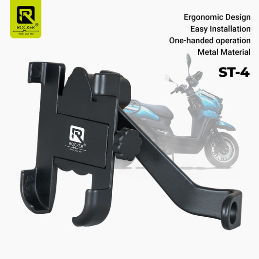 Rocker ST-4 Bike Phone Mount - 360° Rotation, One-Click Lock System, Anti-Shake Design for Stable GPS Navigation & Hands-Free Riding