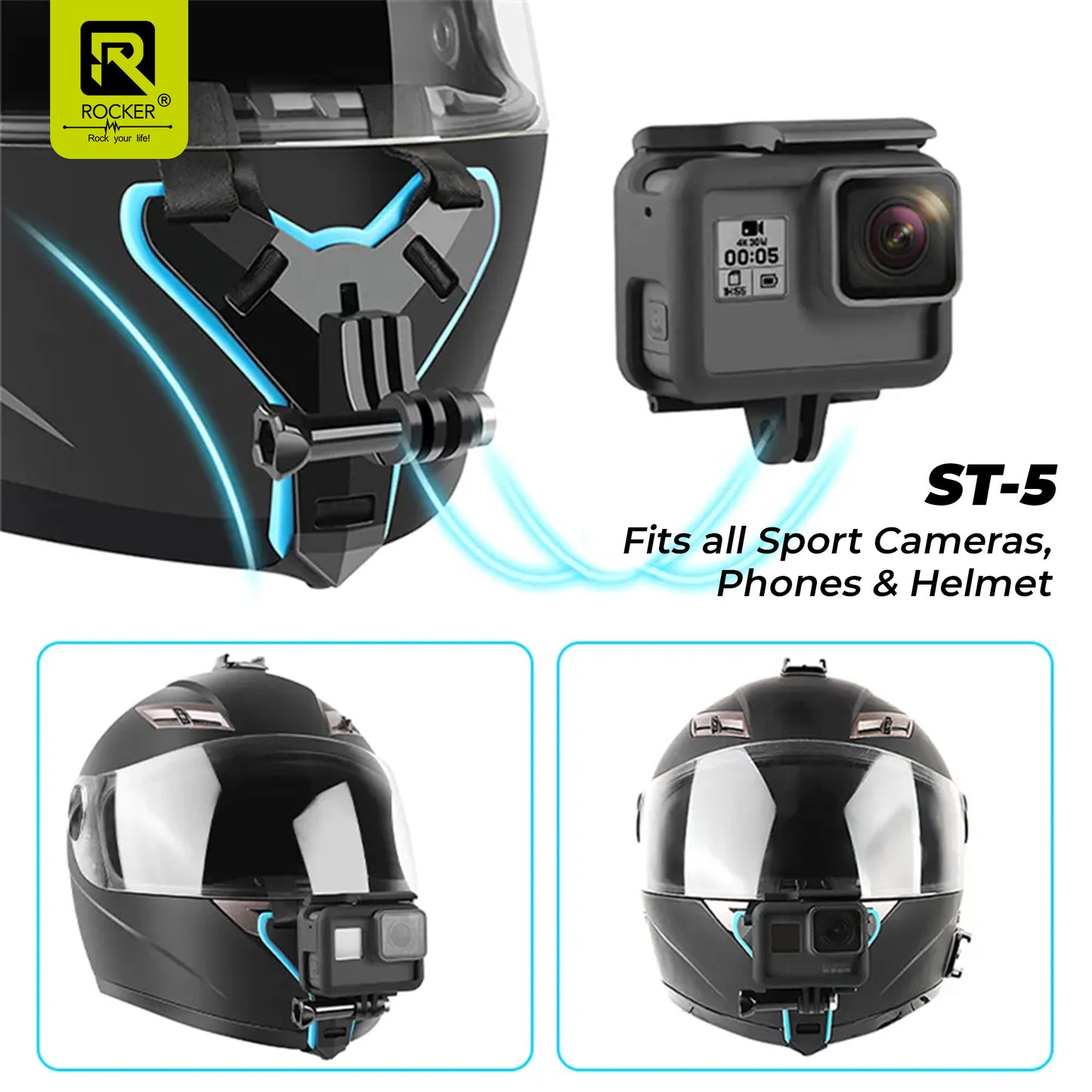 Rocker ST-5 Bike Mobile Holder for GPS Navigation - 360° Rotatable Phone Mount with One-Click Lock, Anti-Shake Grip & Tool-Free Installation