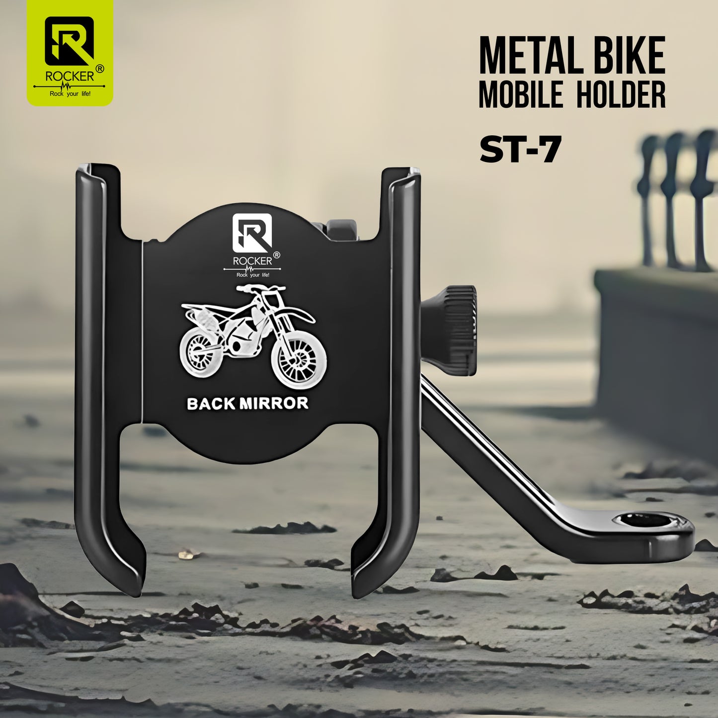 Rocker ST-7 Bike Mobile Holder - 360° Rotatable, Shockproof & Secure Mount for Bikes & Motorcycles