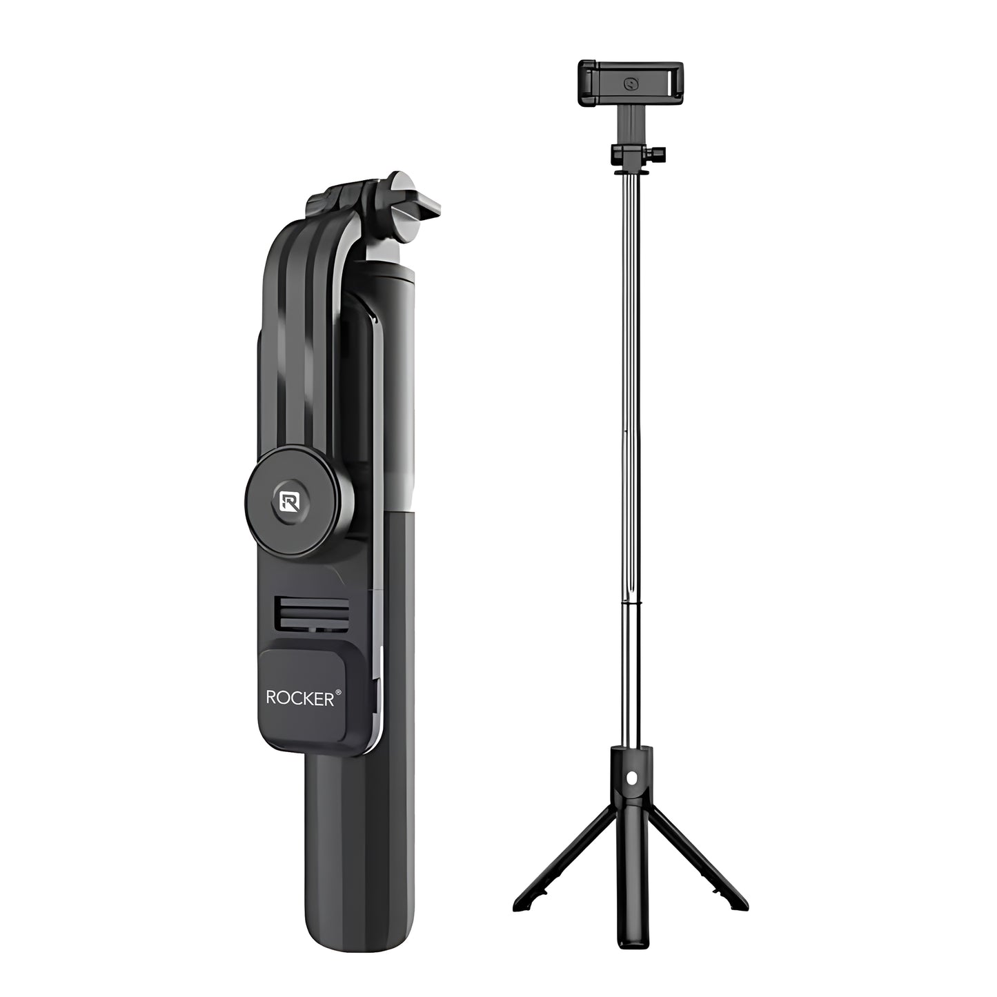 Rocker ST-8 Bluetooth Selfie Stick with Tripod & Wireless Remote – Extendable, Foldable & 360° Rotatable for Smartphones