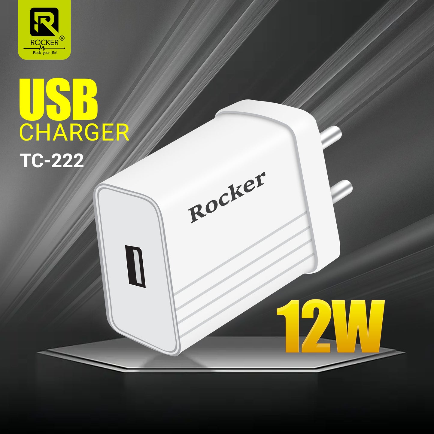 Rocker TC-222 12W Dual USB Wall Charger – Fast Charging Adapter with Free 1M USB-A to Type-C & Micro USB Cable | Compatible with Smartphones, Tablets, & More – Made in India