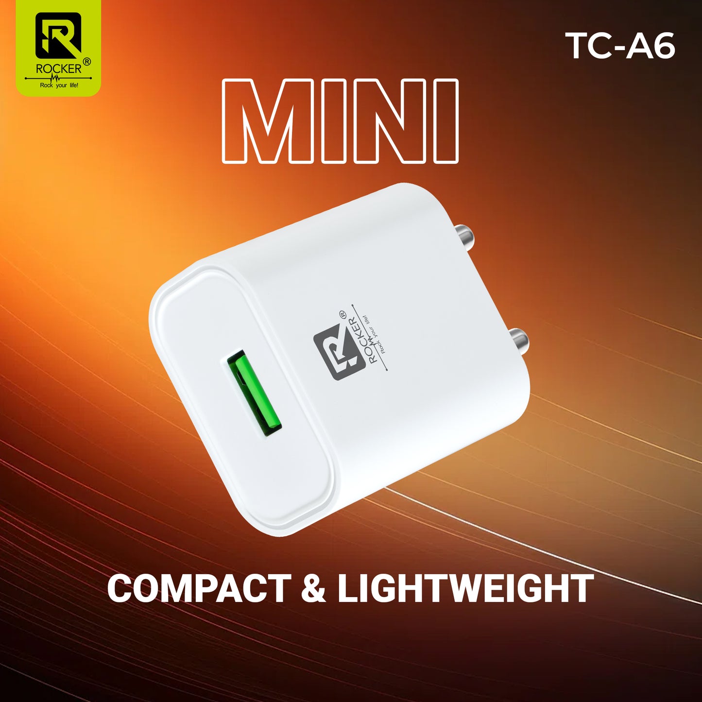 Buy Rocker RTC-A6 12W Turbo USB Wall Charger with 100cm Type-C Cable | Fast & Safe Charging | Compact & Durable | India's Trusted Brand