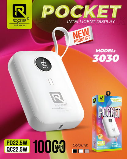 Rocker 3030 Pocket Intelligent Display , Power Bank , 10000mAh, (10 PCS) + Free Vacume Flask